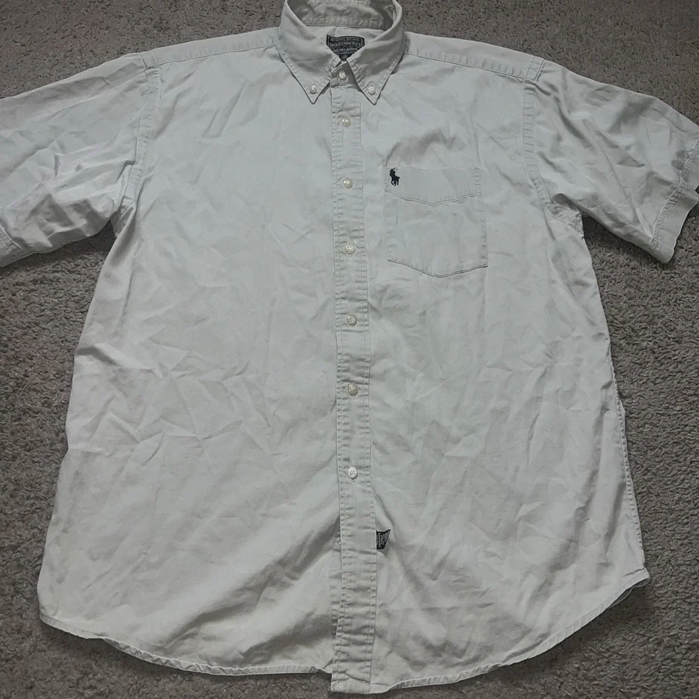 Vintage Polo Country Ralph Lauren Solid Gray Work Shirt S/S XL - Picture 3 of 6